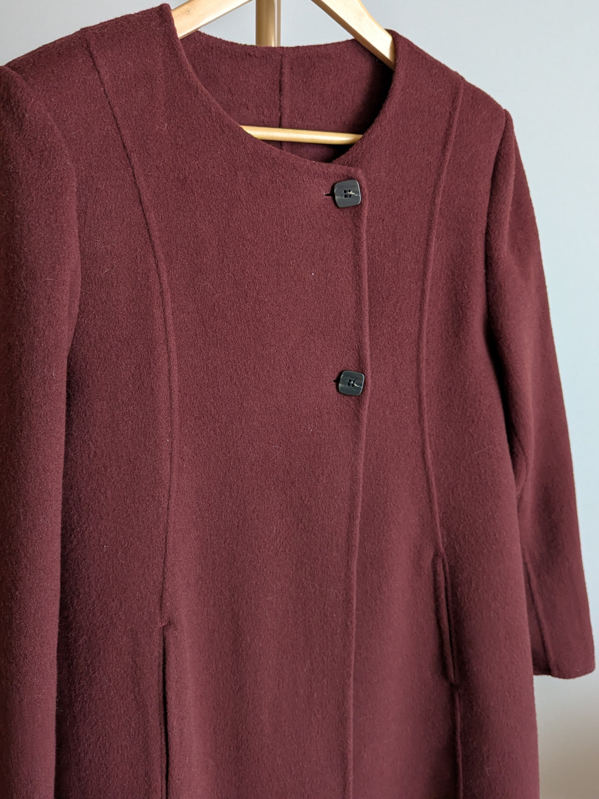 206 100% Wool Coat Burgundy M 10-12