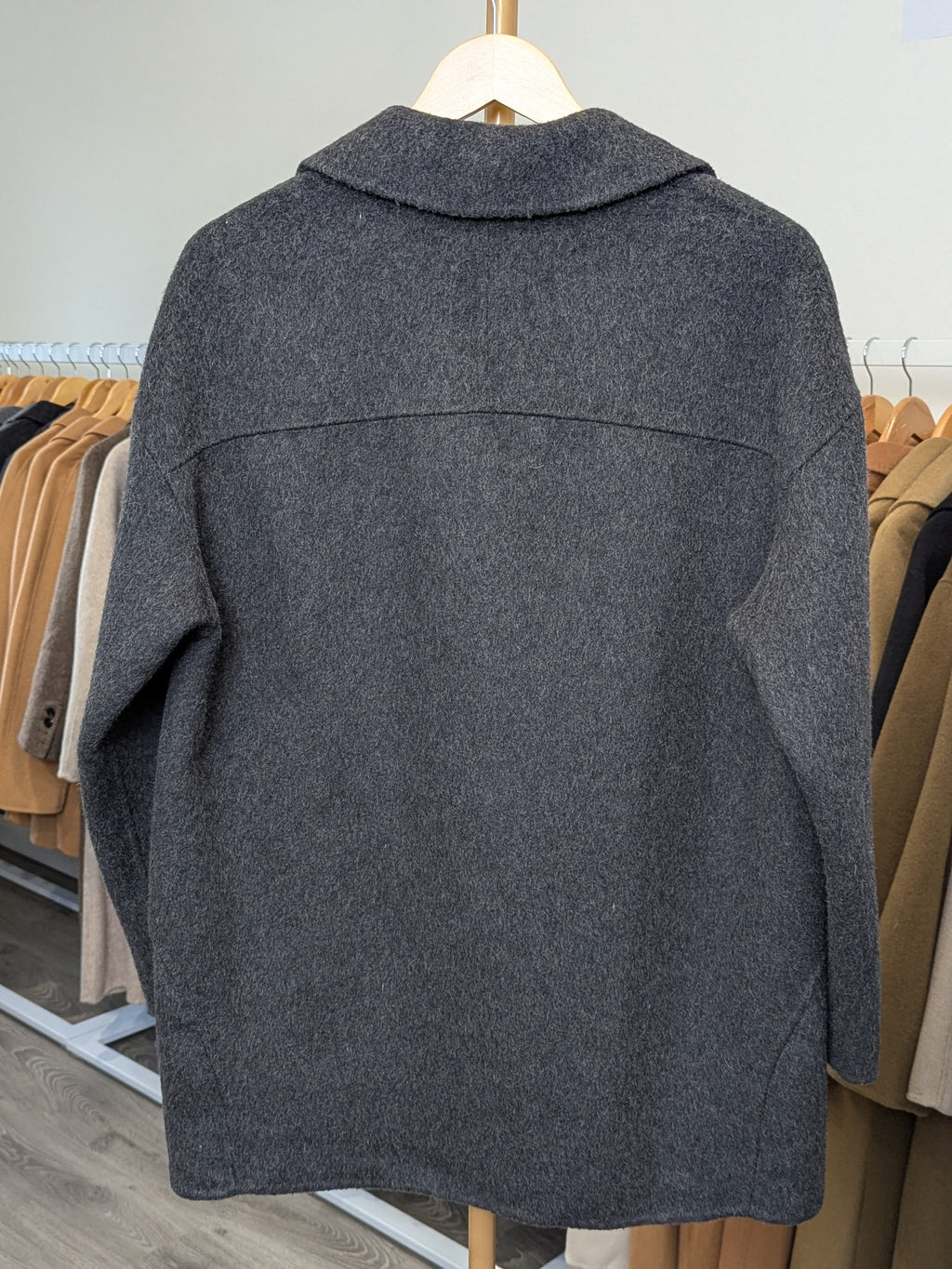 034 100% Wool Coat Charcoal