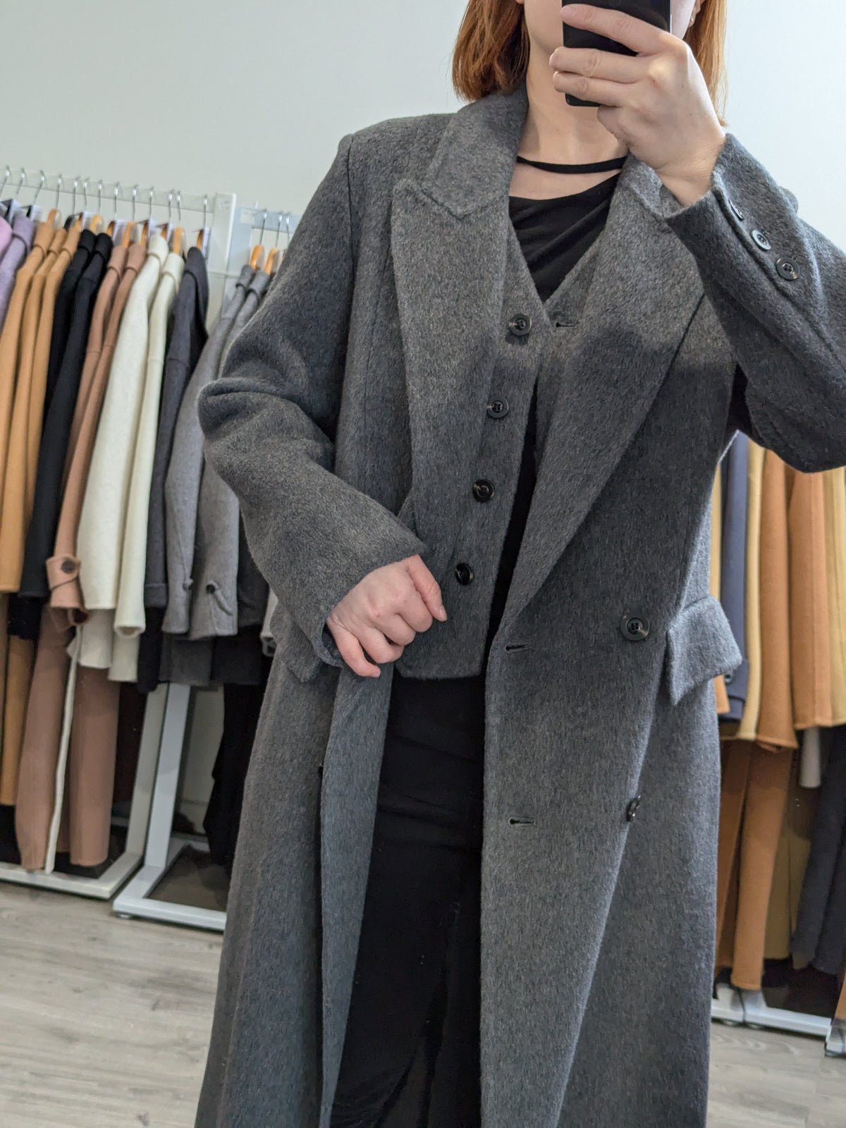 284 5% Cashmere 64% Wool Coat  Grey S 8-10 M 10-12