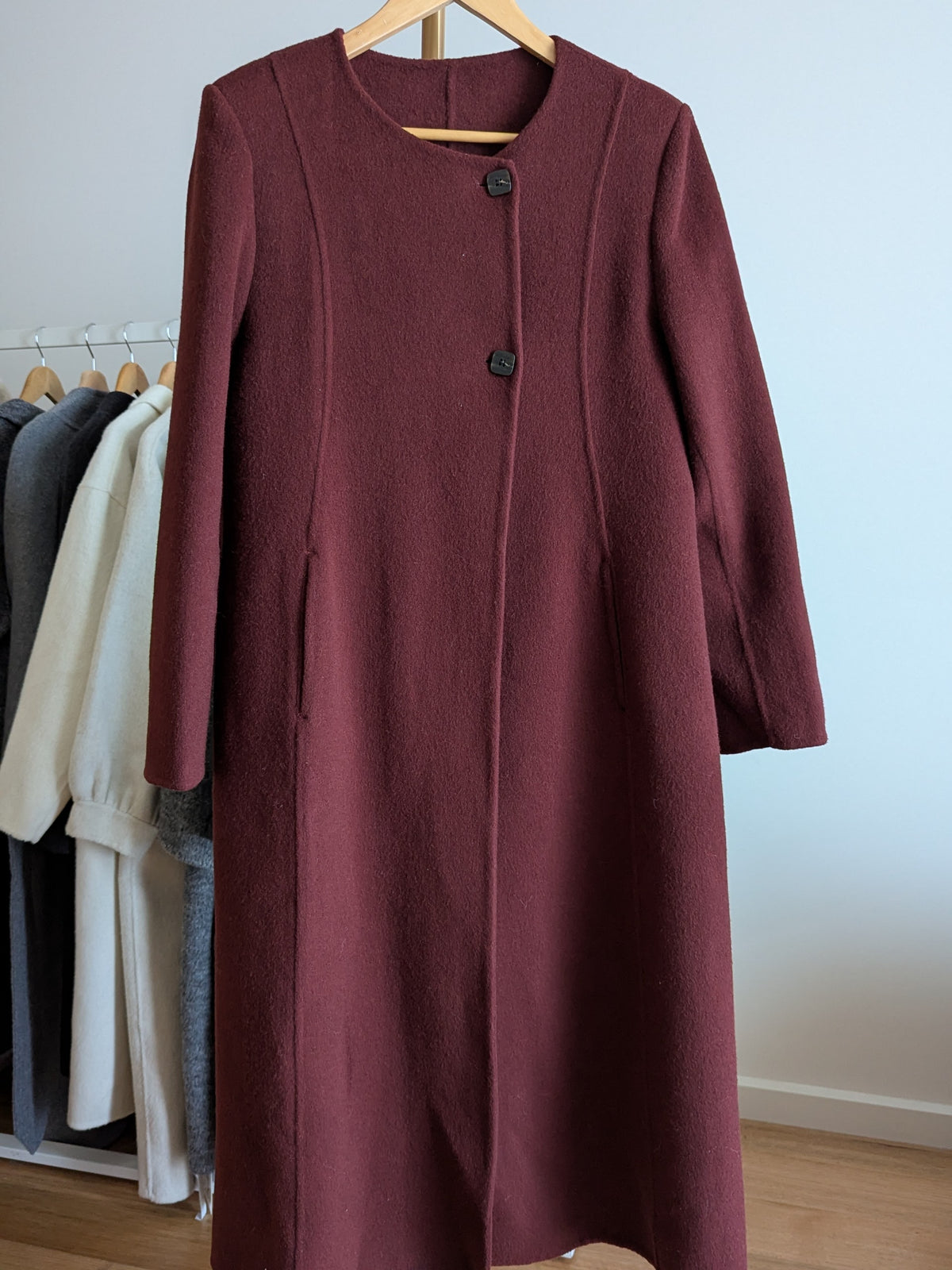 206 100% Wool Coat Burgundy M 10-12