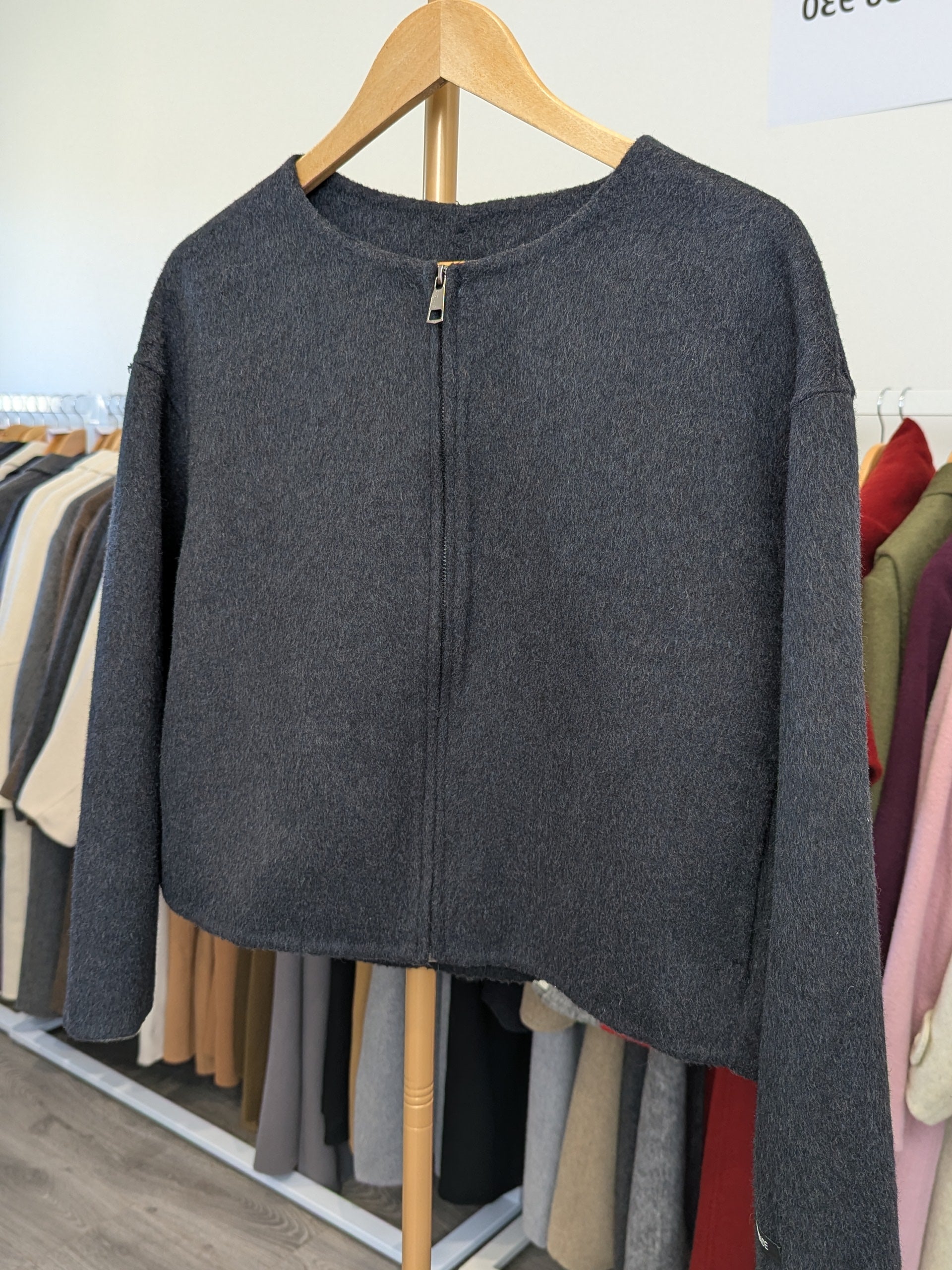 152 70% Wool Coat Dark Grey