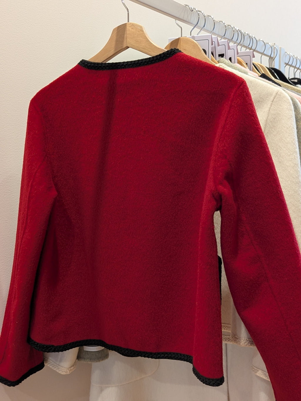 072 90% Wool Coat Red S 8-10