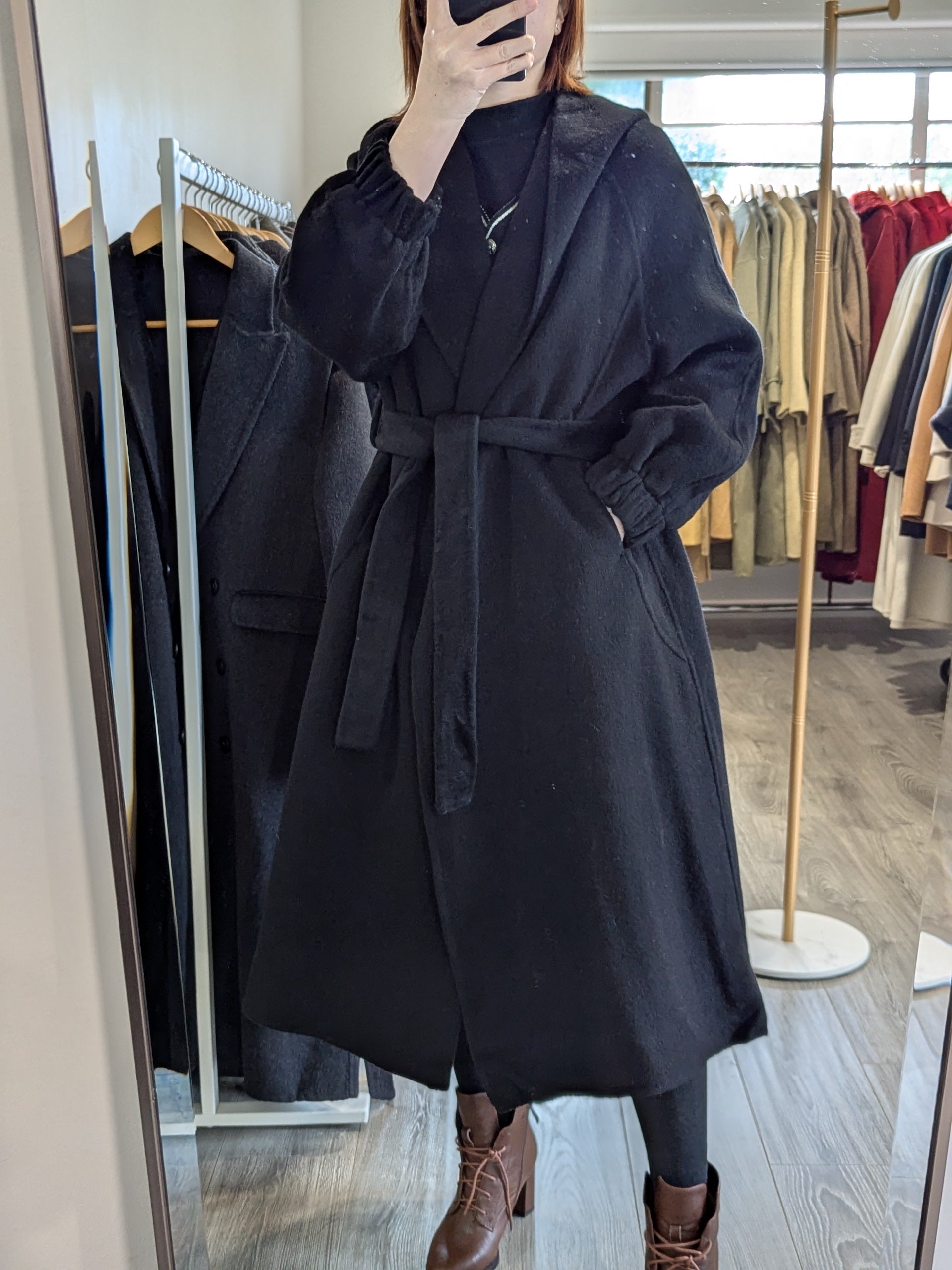 166 100% Wool Coat Black S 6-8 M 10-12