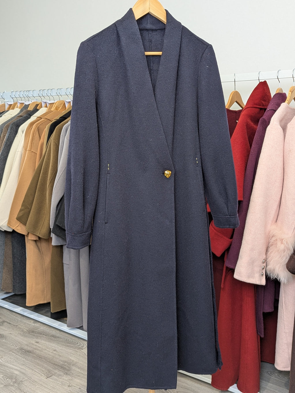 174 70% Wool 10% Cashmere Coat Red Navy