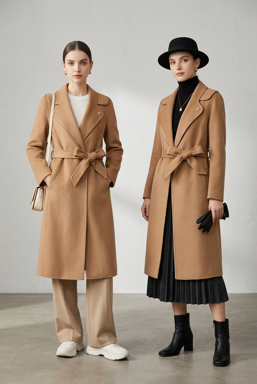 018 100% Wool Coat Camel L 8-10 XL 12-14 Petite