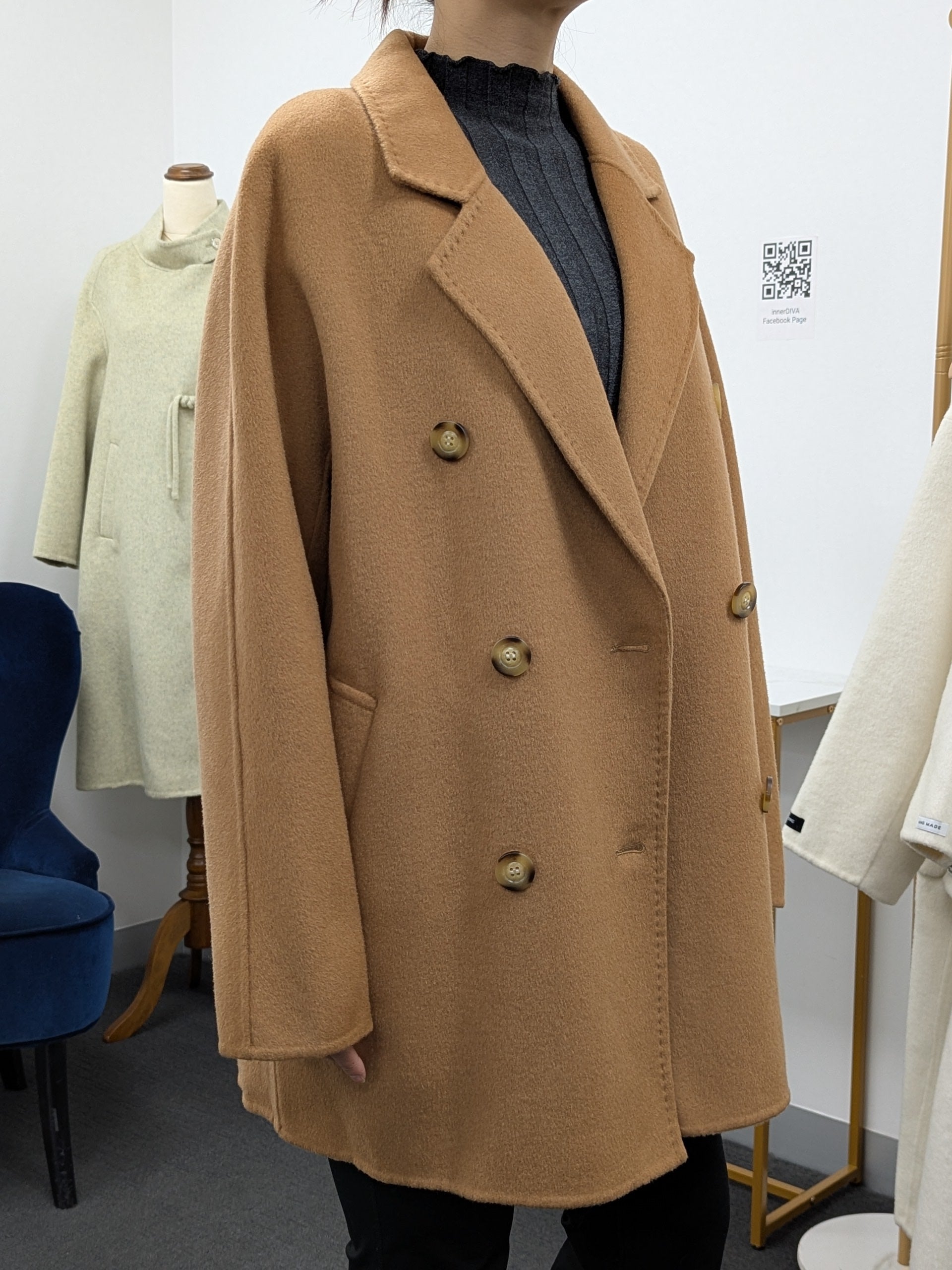 Premium 100% Wool Coat Women Hand made