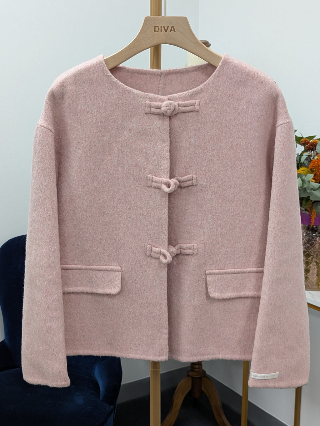 Women's Fur Collar Wool Coats Try-On Available 225 S8-10 68.5% Wool