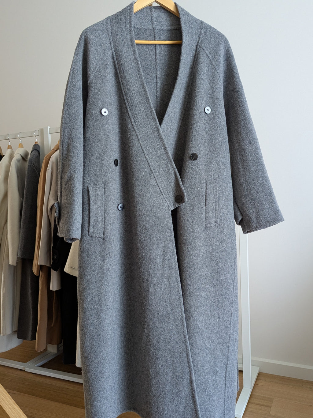 222 70% Wool Coat Grey L 12-16