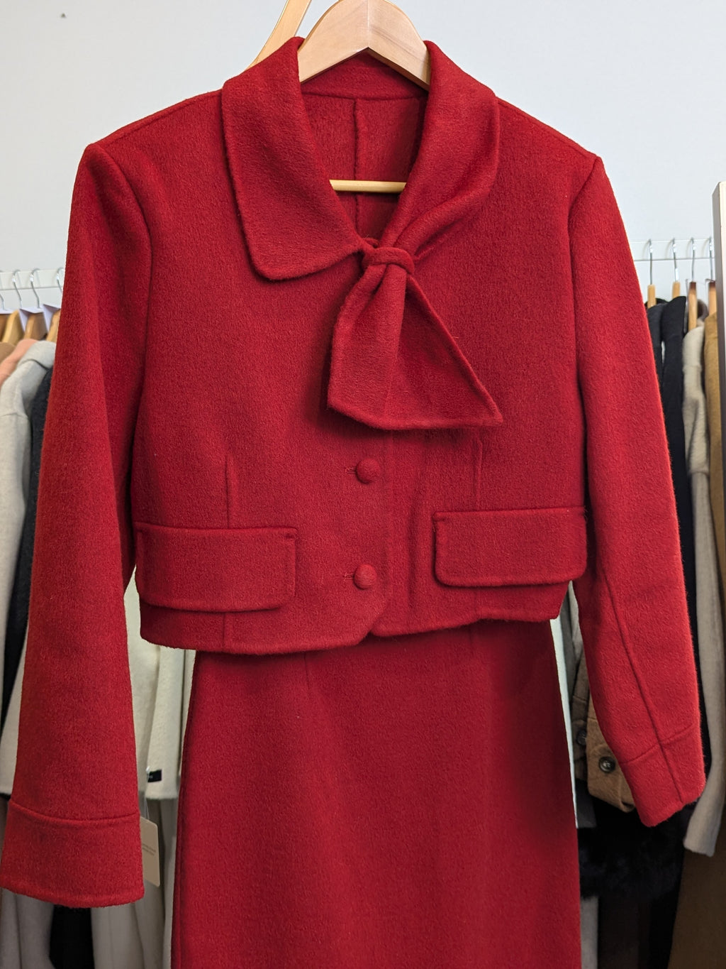 229 100% Wool Coat Set Red M 8-10