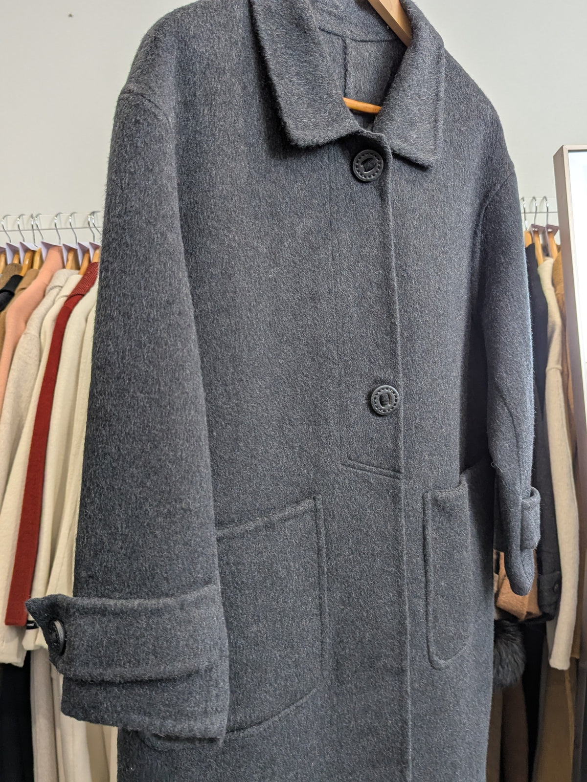 264 69% Wool Coat Charcoal M 12-14