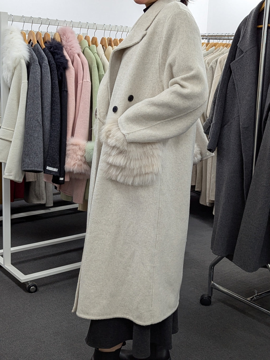 Fur trims 100% Wool Coat Women Warehouse Try-On Welcome 246