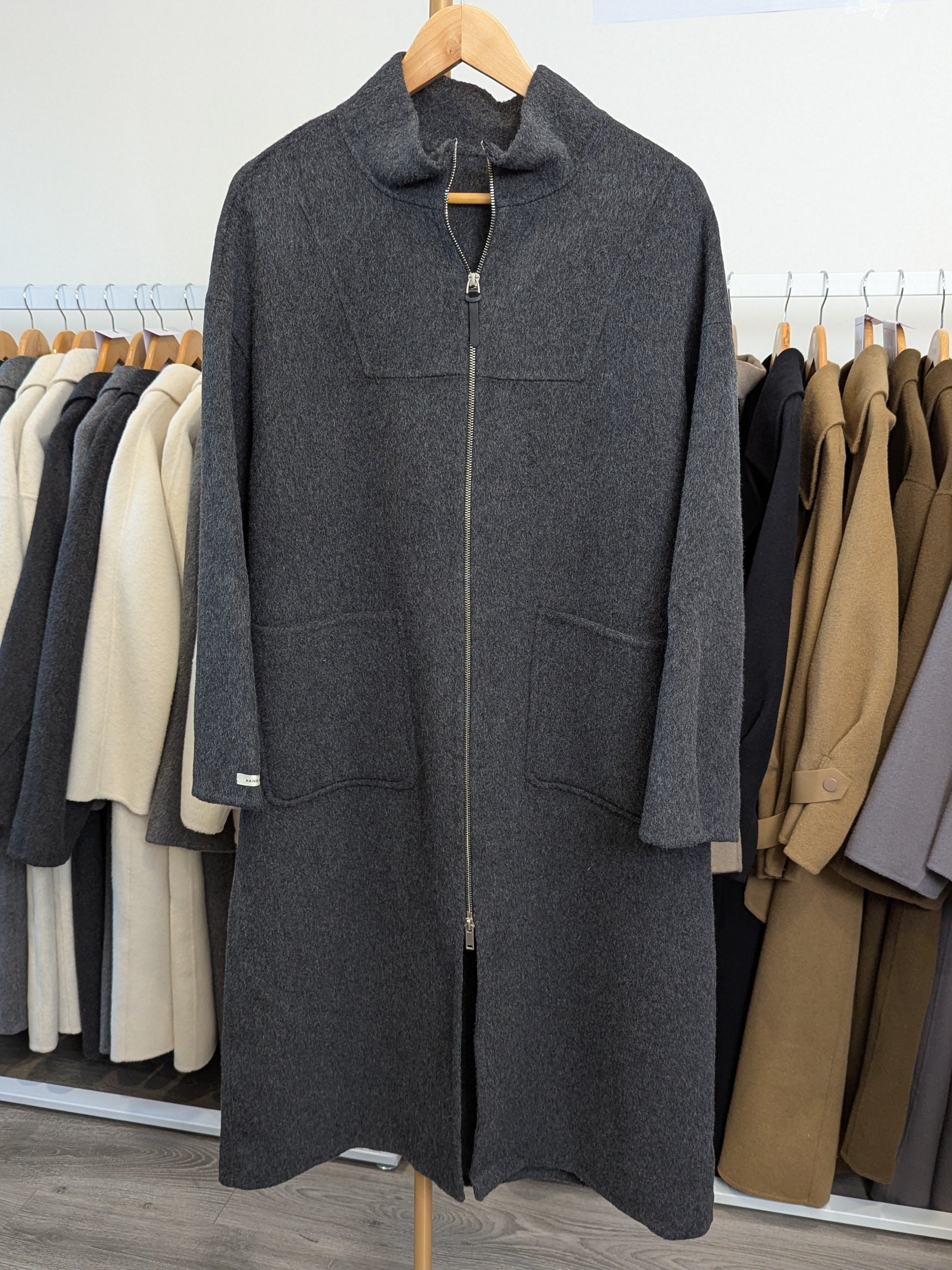 155 100% Wool Coat Dark Grey