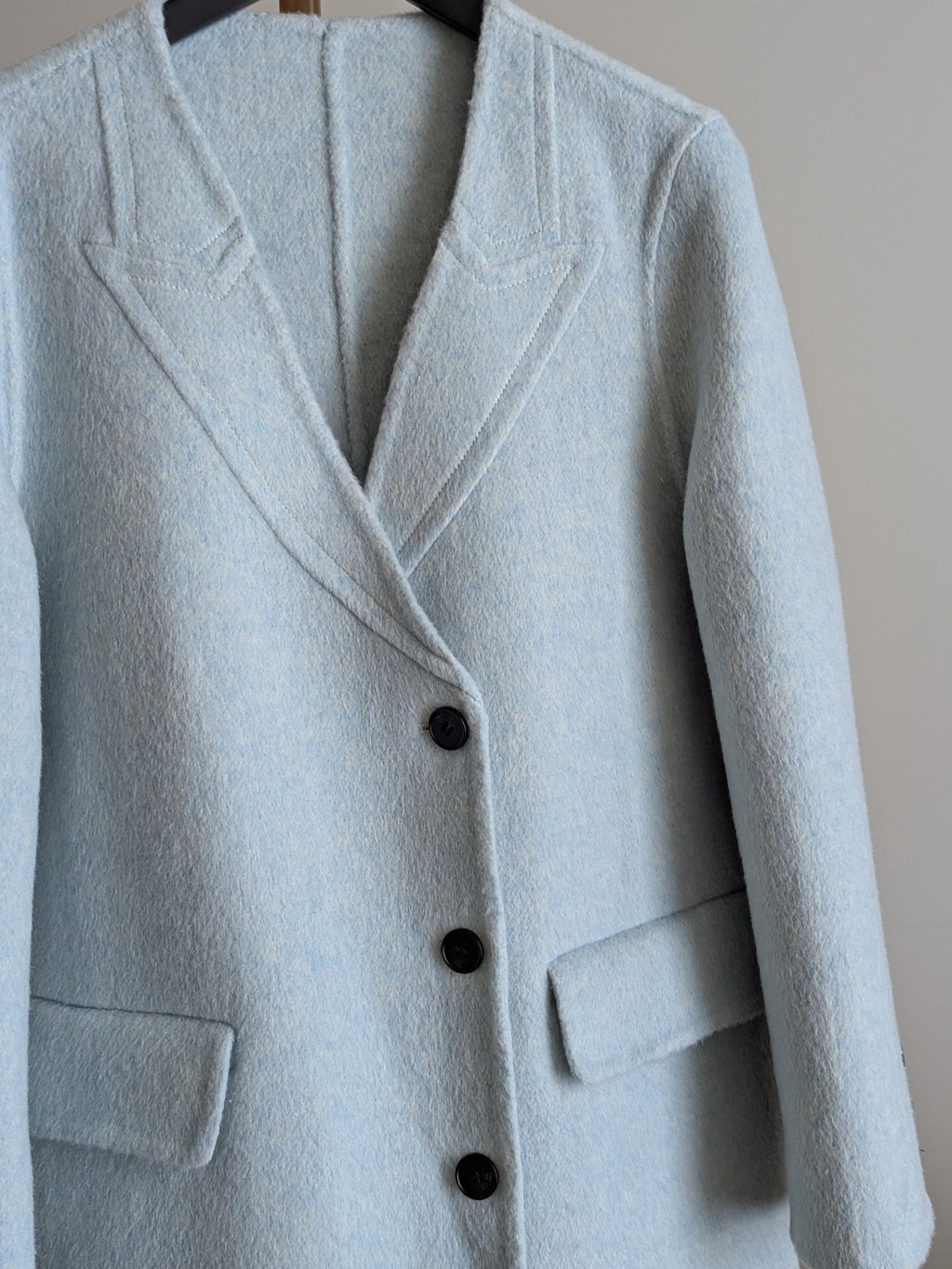 074 100% Wool Coat Blue M 10-12