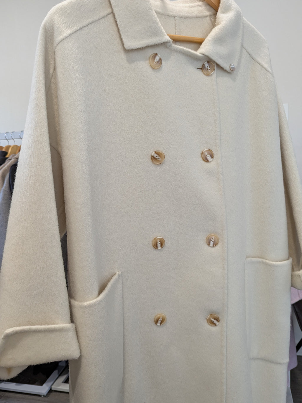 123 70% Wool Coat Cream S 8-14