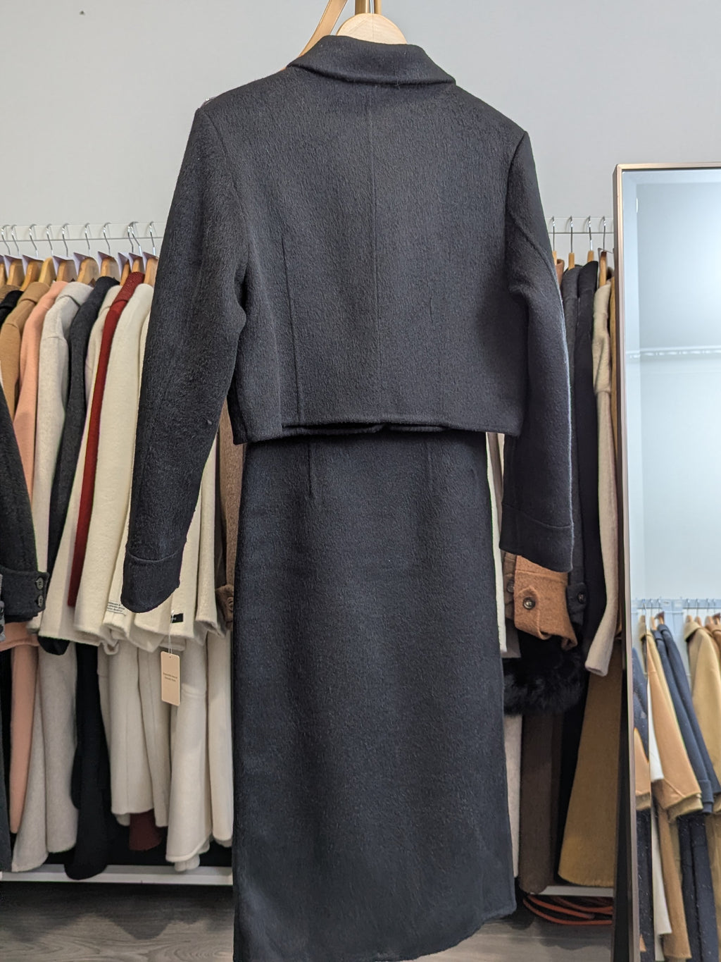 229 100% Wool Coat Set Black S 6-8