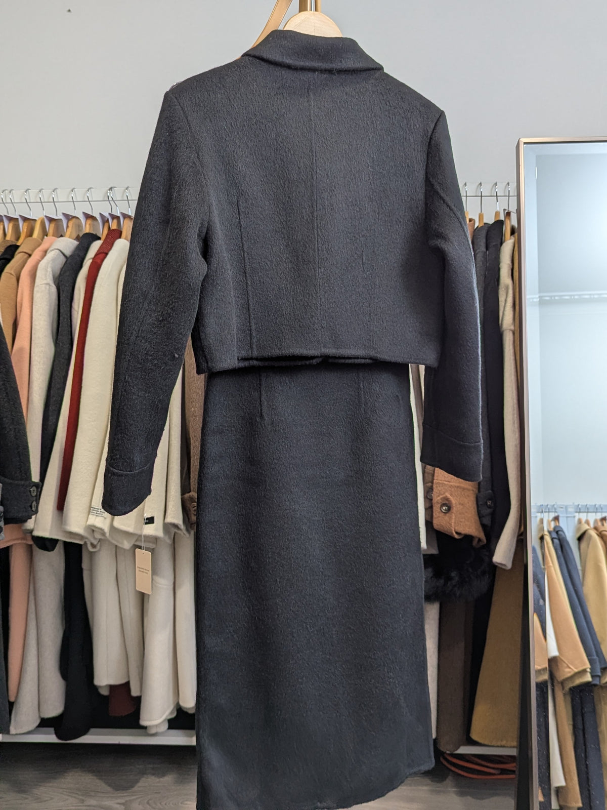 229 100% Wool Coat Set Black S 6-8