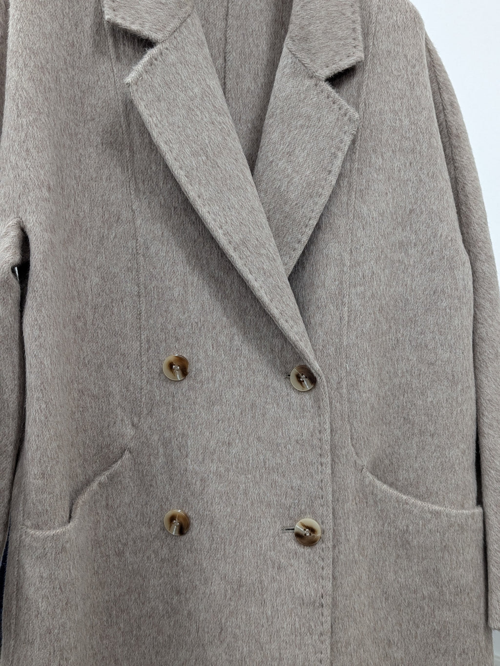 Hand made Premium Rabbit fur Yak Wool Coat Women Brown Charcoal Oat