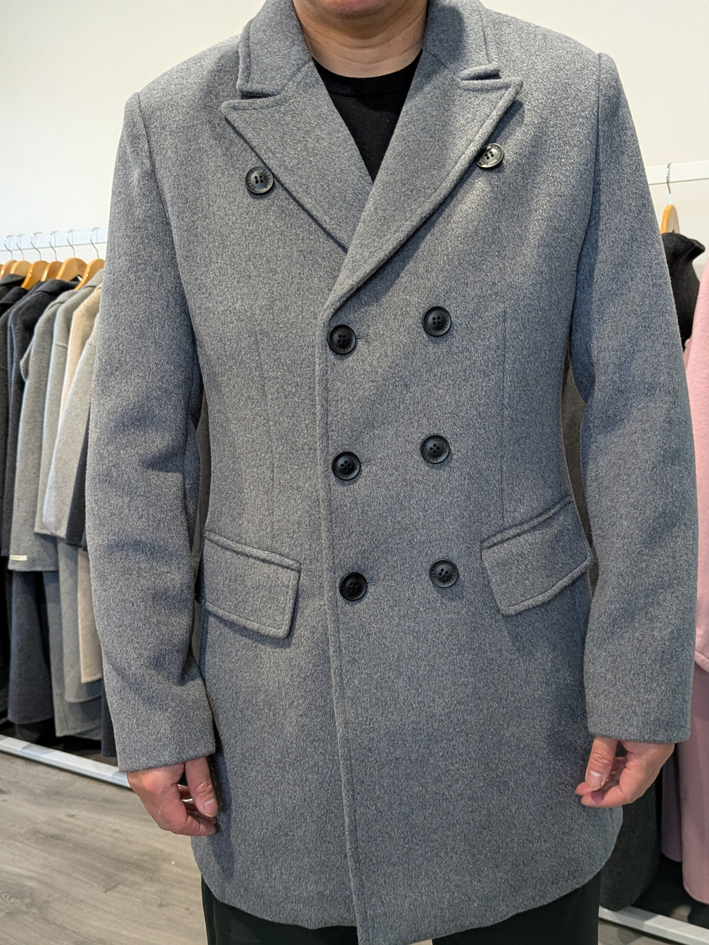 018 Men's 51% Wool Coats Black Grey Tan