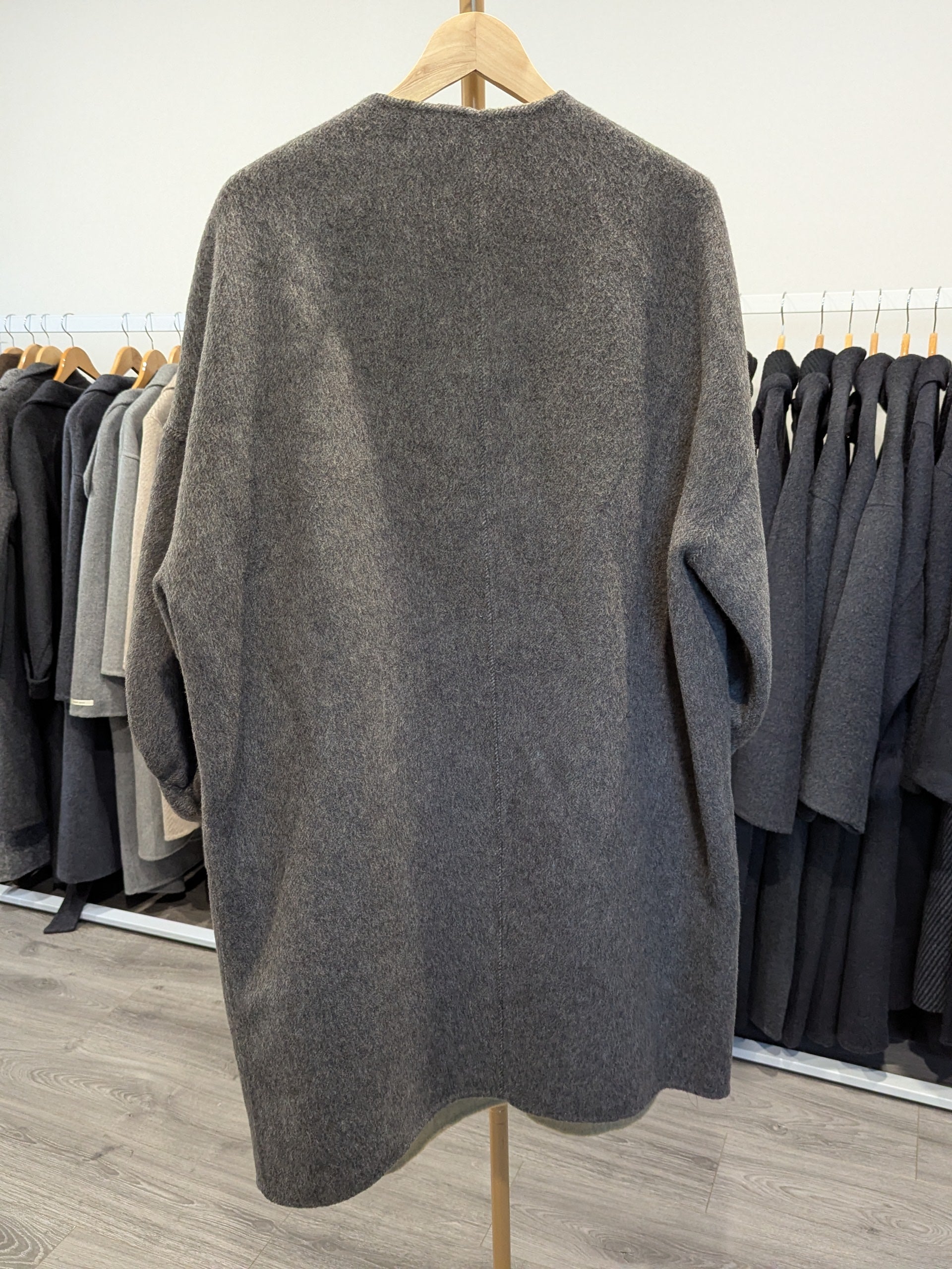 159 70% Wool Coat with Scarf Cool Grey S 8-12