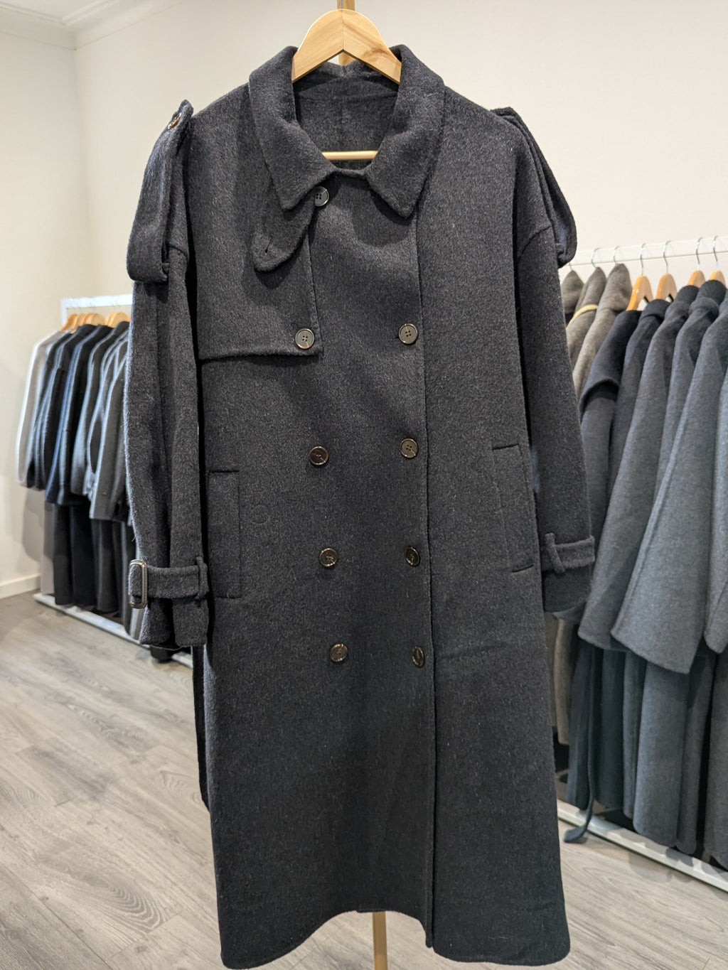 150 70% Wool Coat Charcoal S 10-14