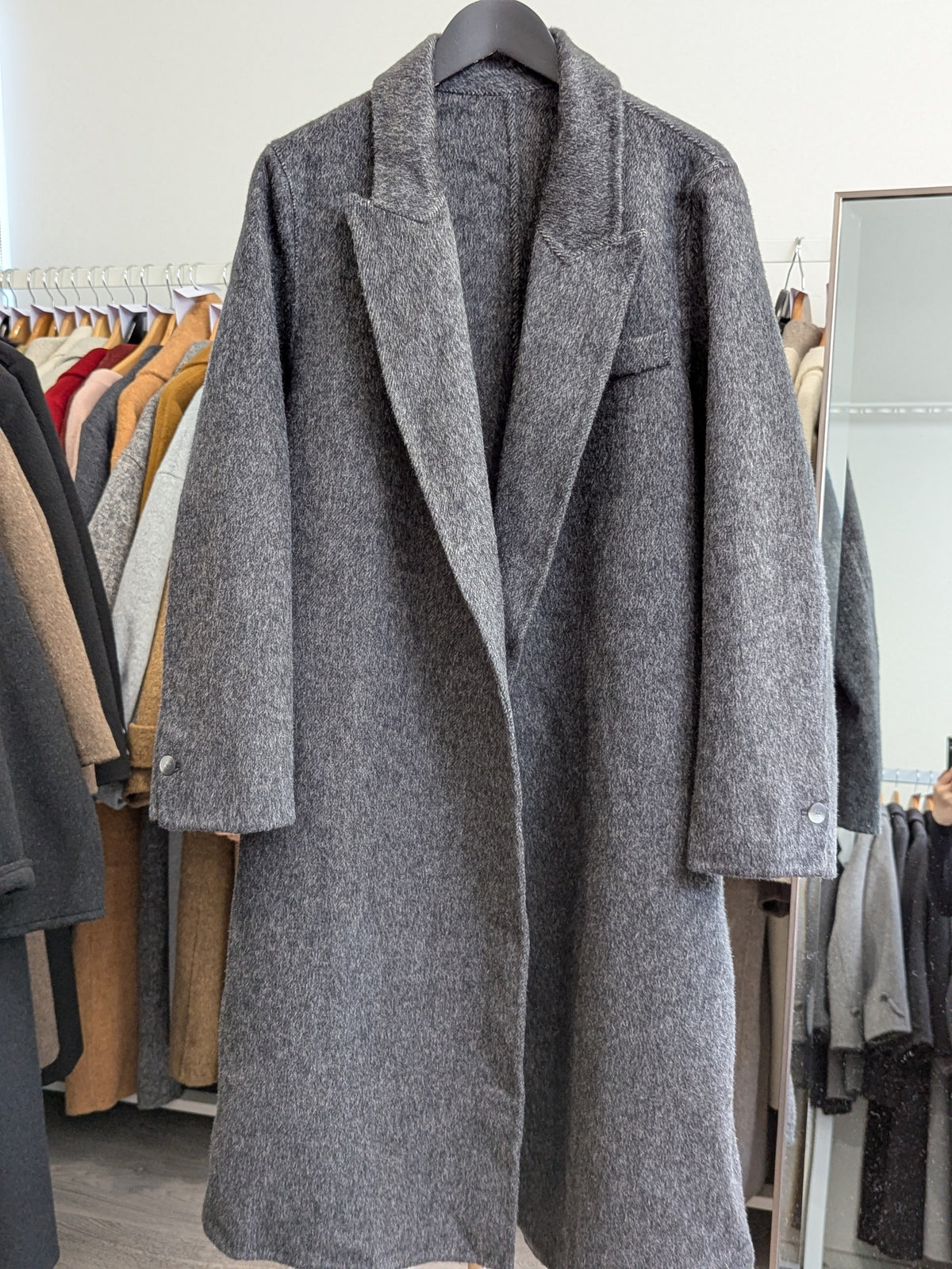 272 31% Wool 56% Alpaca Wool Coat Dark Grey M 10-14