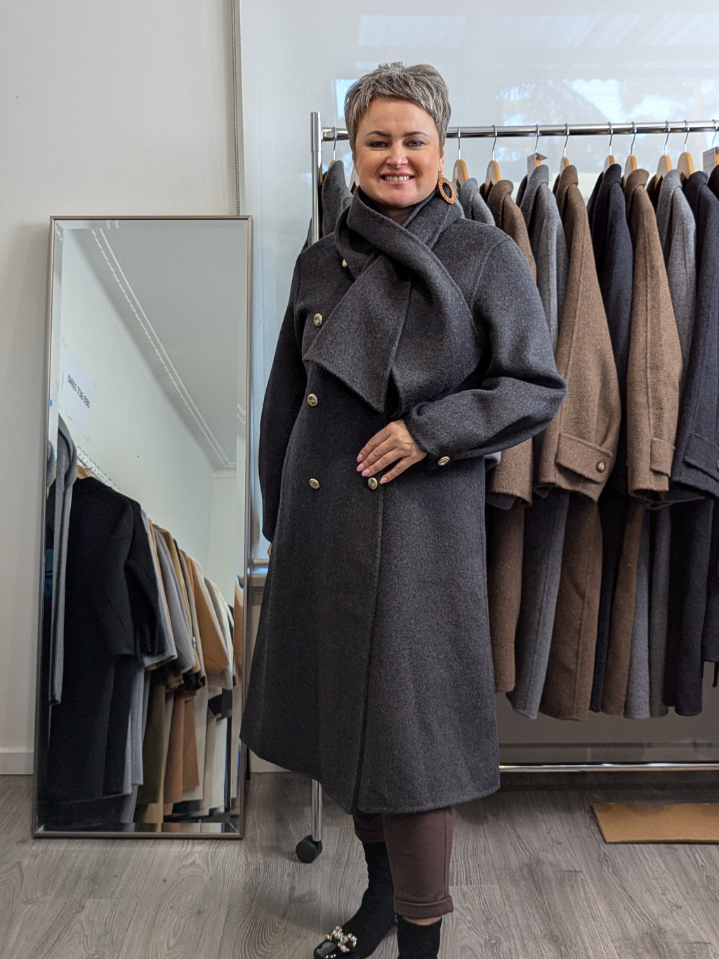 164 100% Wool Coat Charcoal