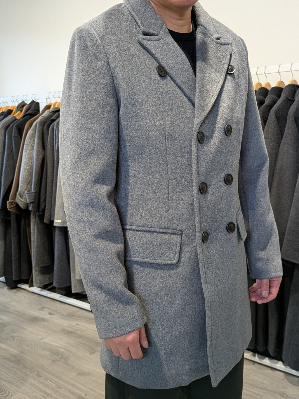 018 Men's 51% Wool Coats Black Grey Tan
