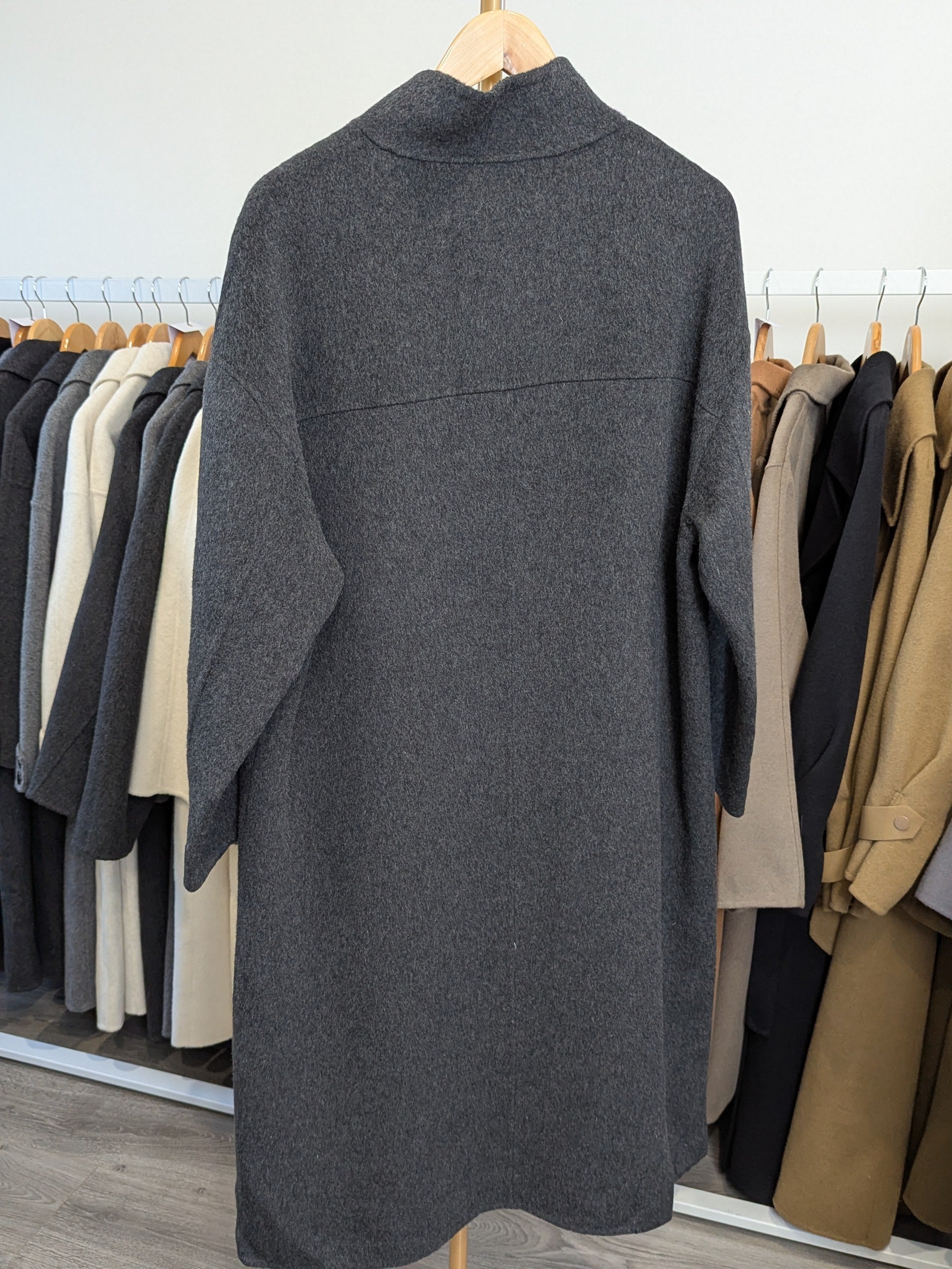 155 100% Wool Coat Dark Grey