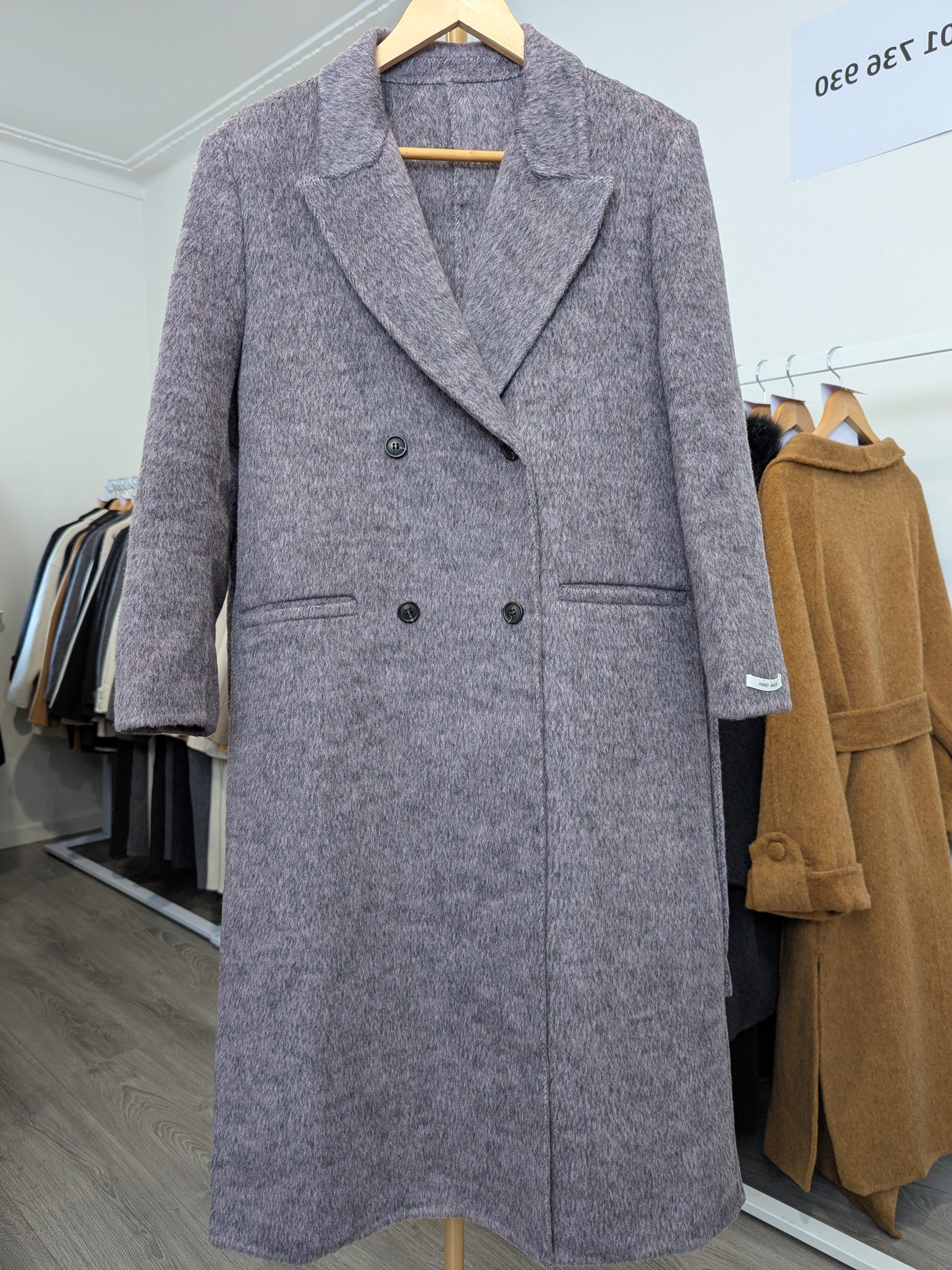 209 70% Wool Coat Purple Grey S 12-14