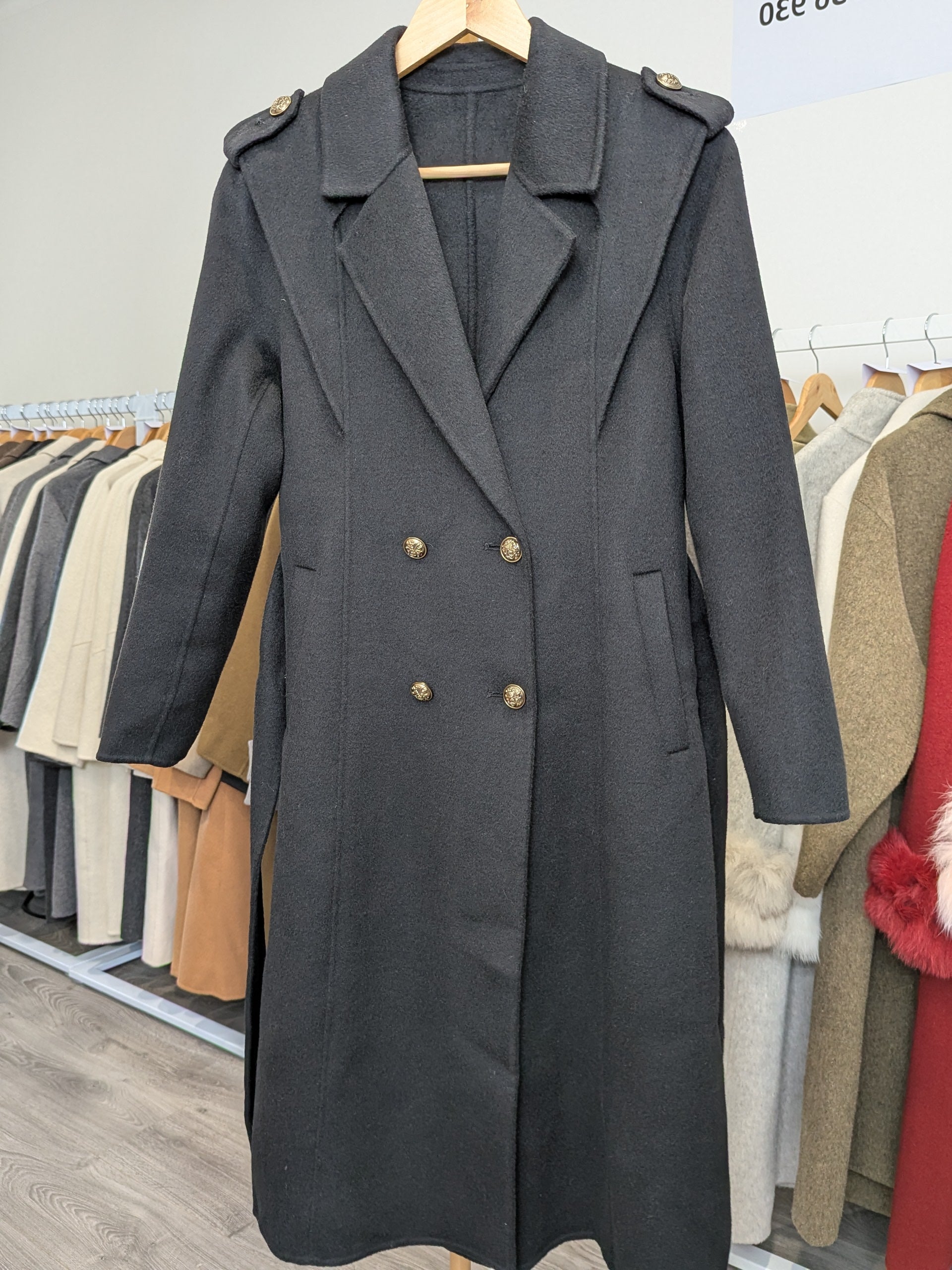 014 100% Wool Coat Black