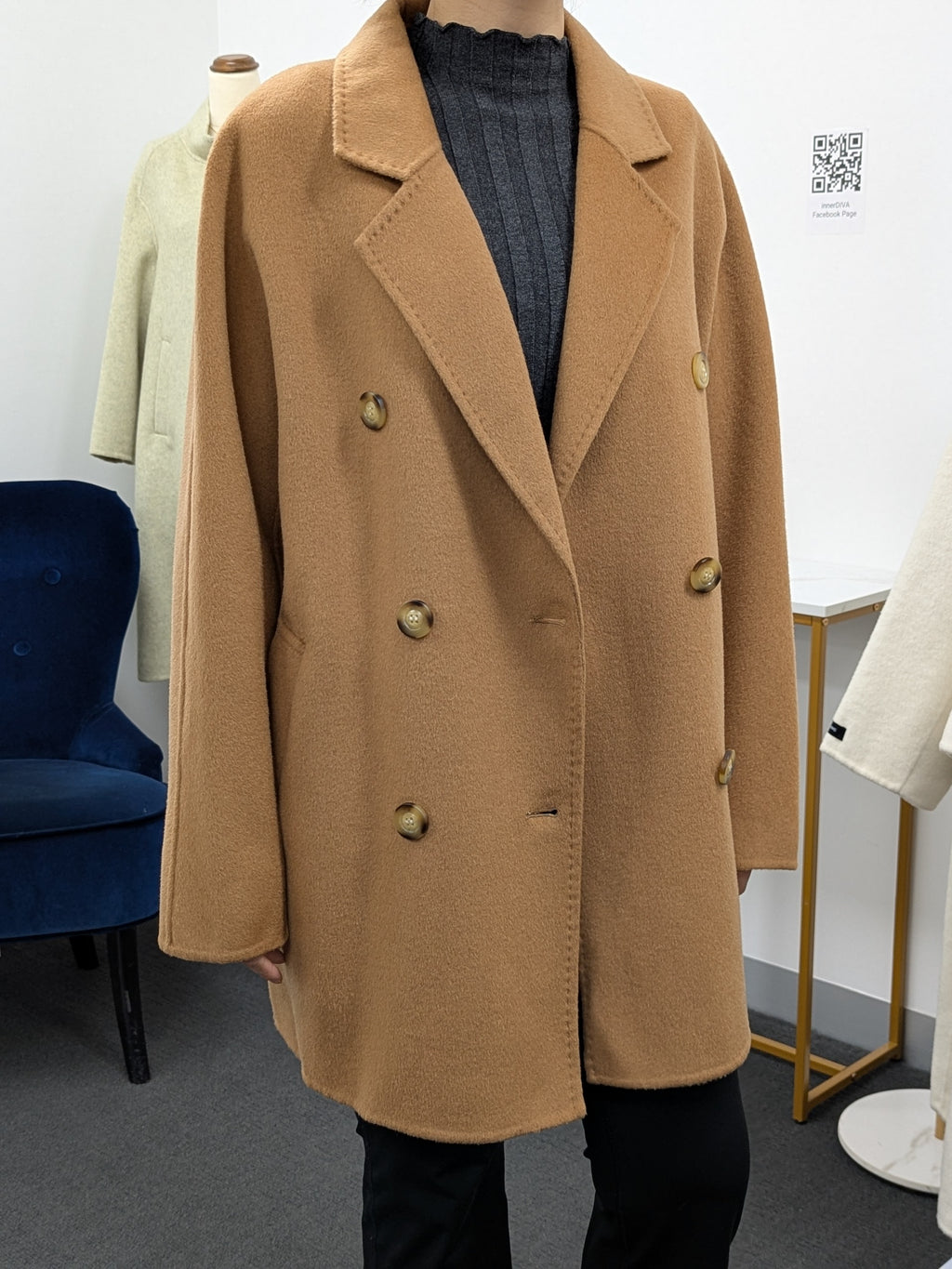 Premium 100% Wool Coat Women Hand made