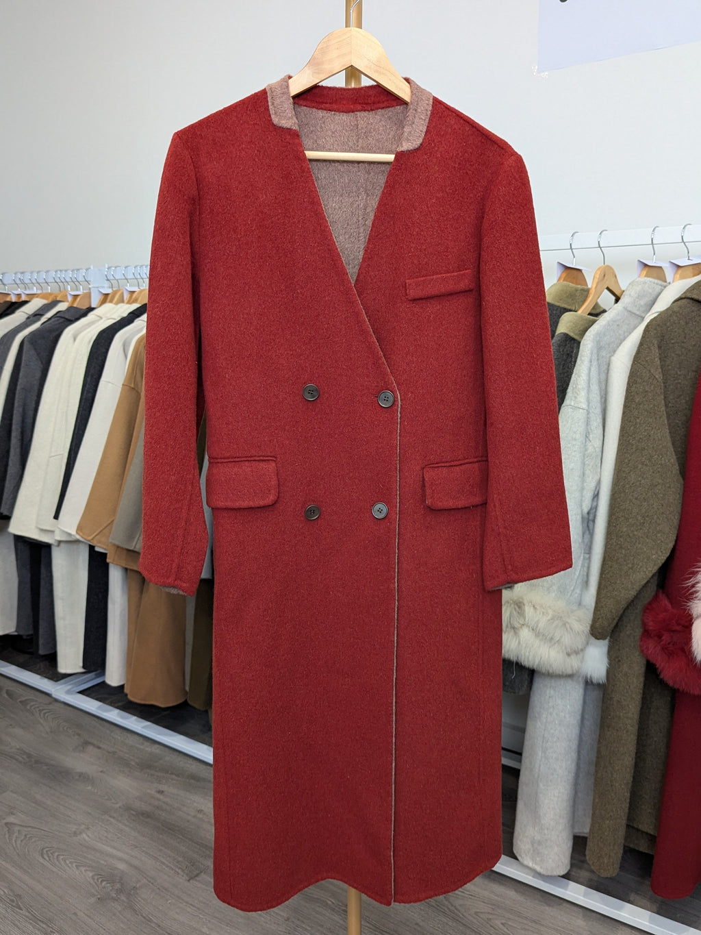134 70% Wool Coat Red
