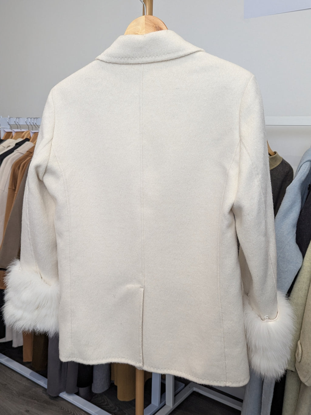 107 70% Wool Coat White with fur trims