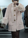 Women's Fur Collar Wool Coats Try-On Available 230 Size S8-12 90% Wool 10% Tencel