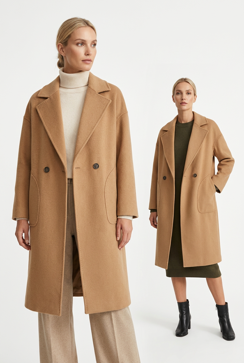 025 100% Wool Coat Camel S 8-10 M 12-14