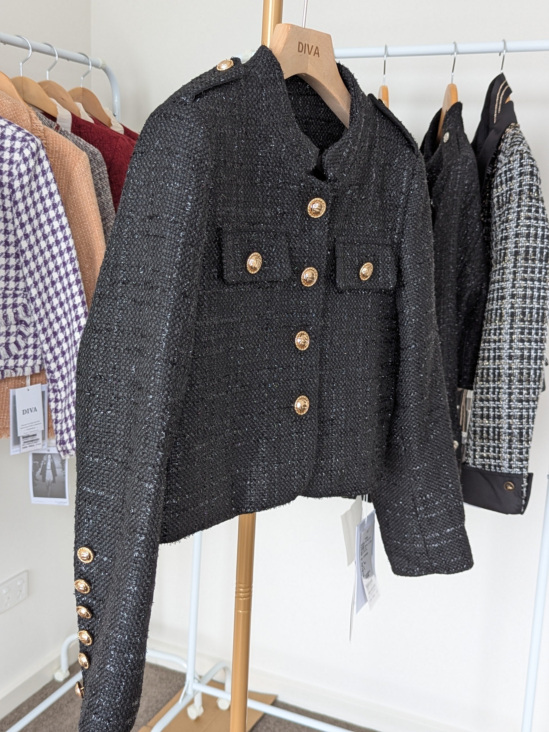 Goose Down Tweed Jacket 138 Size 8-10