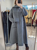 197 100% Wool Coat Grey M With scarf