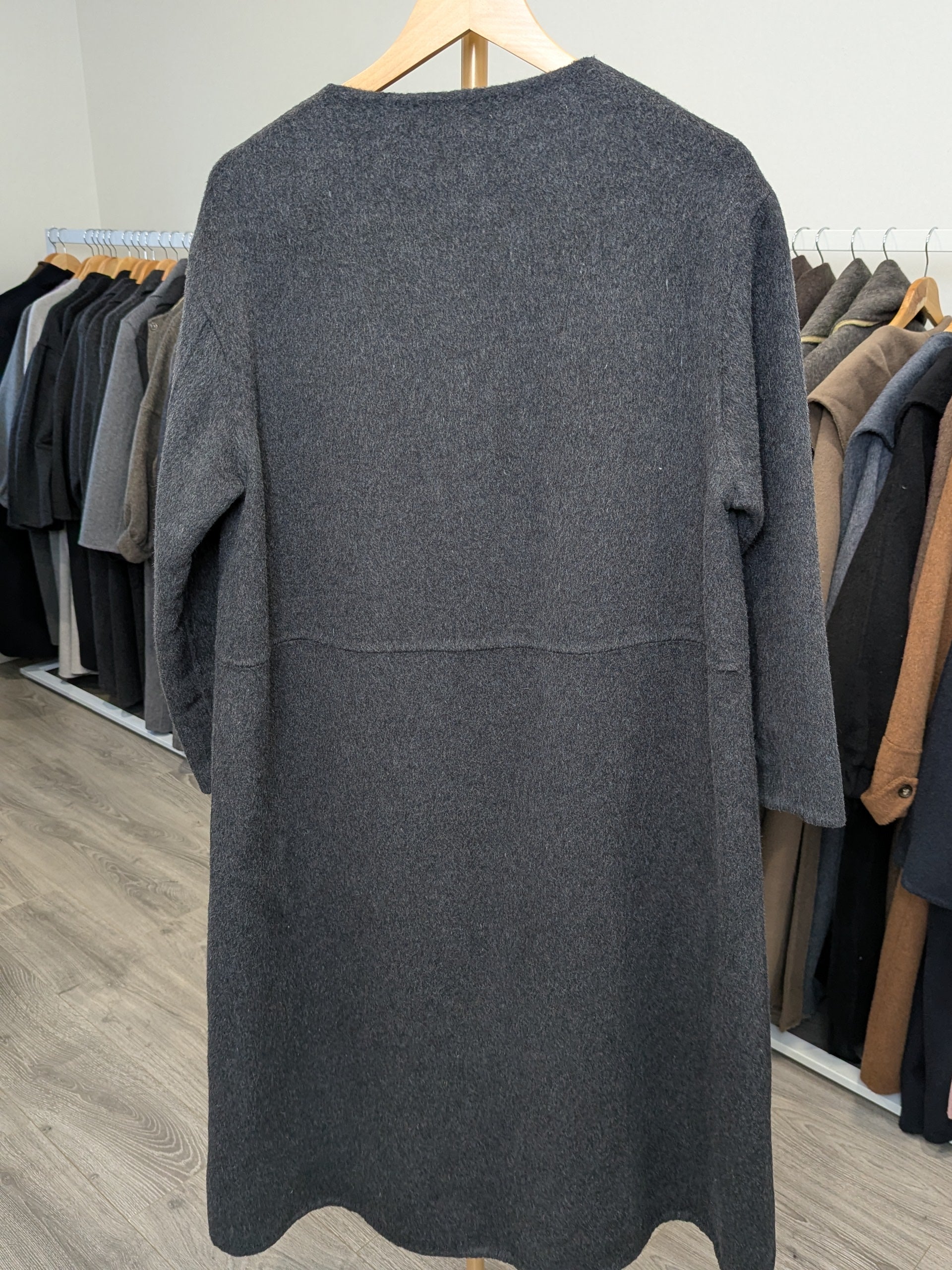 182 100% Wool Coat Charcoal 10-14
