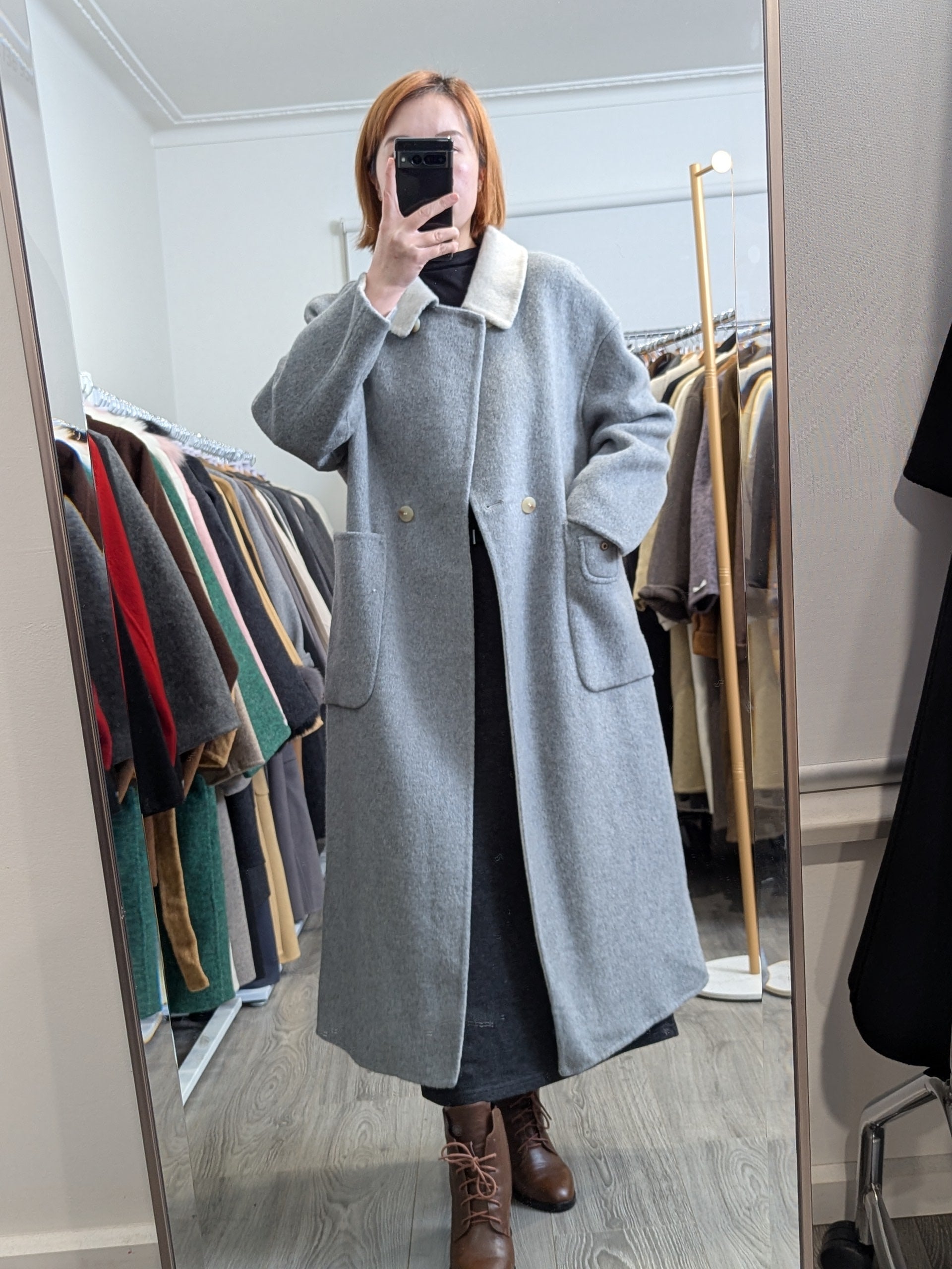 229 90% Wool Coat Grey S 10-14