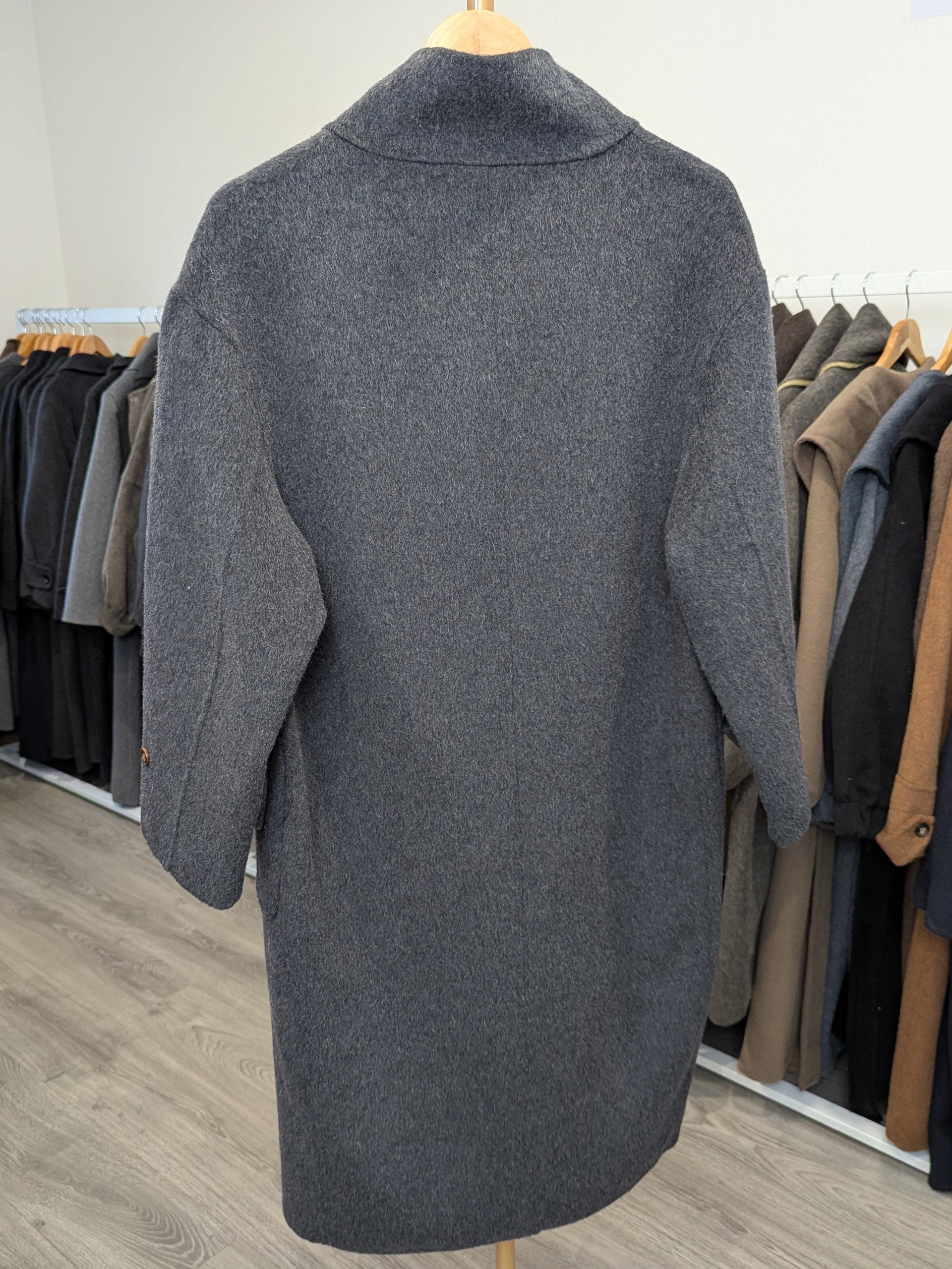 176 100% Wool Coat Dark Grey S 8-12