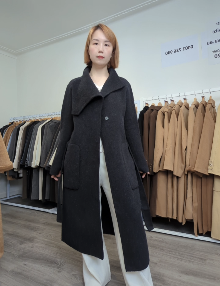 101 70% Wool Coat Charcoal S 8-10