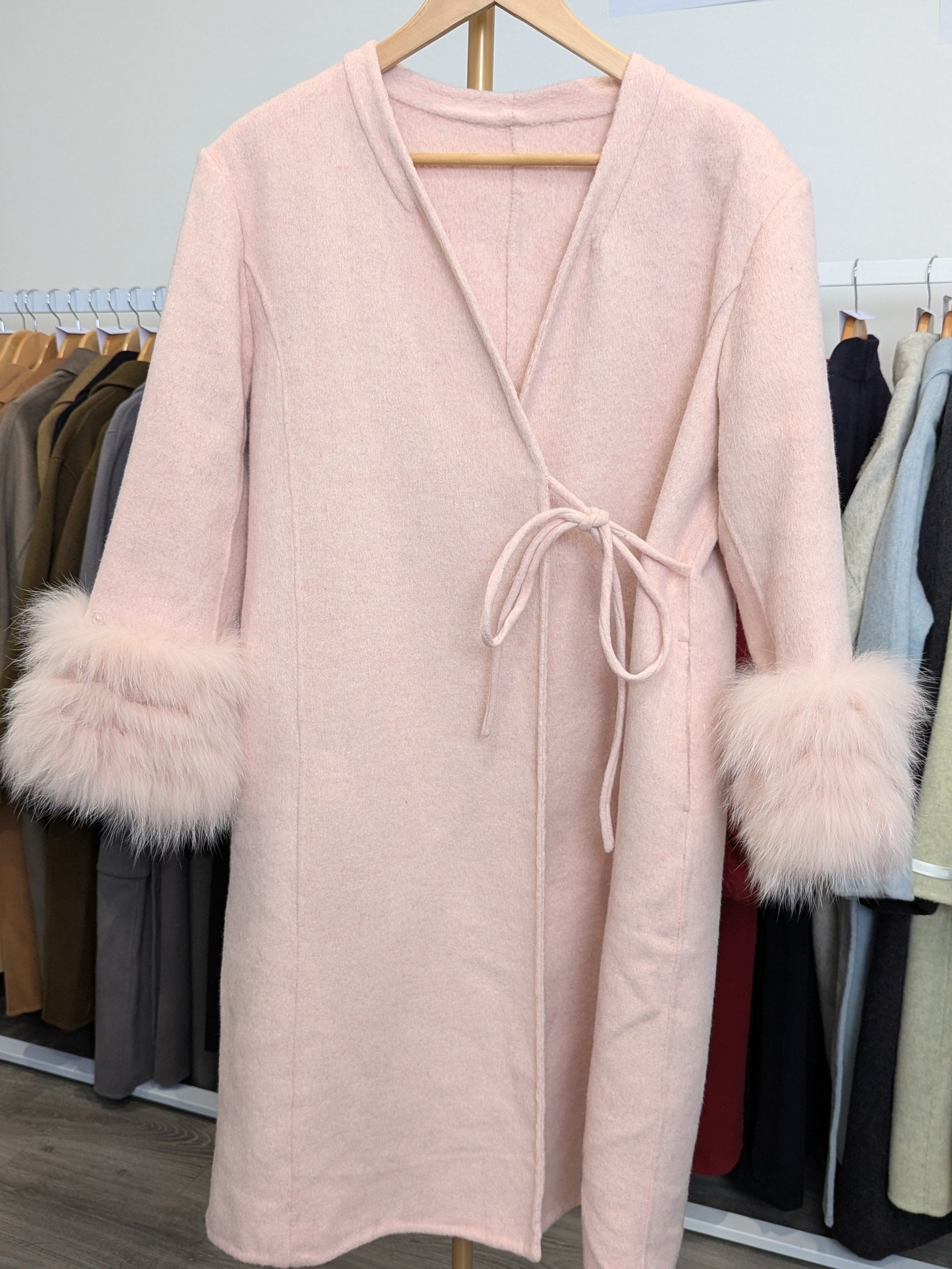 111 100% Wool Coat Pink with fur trims