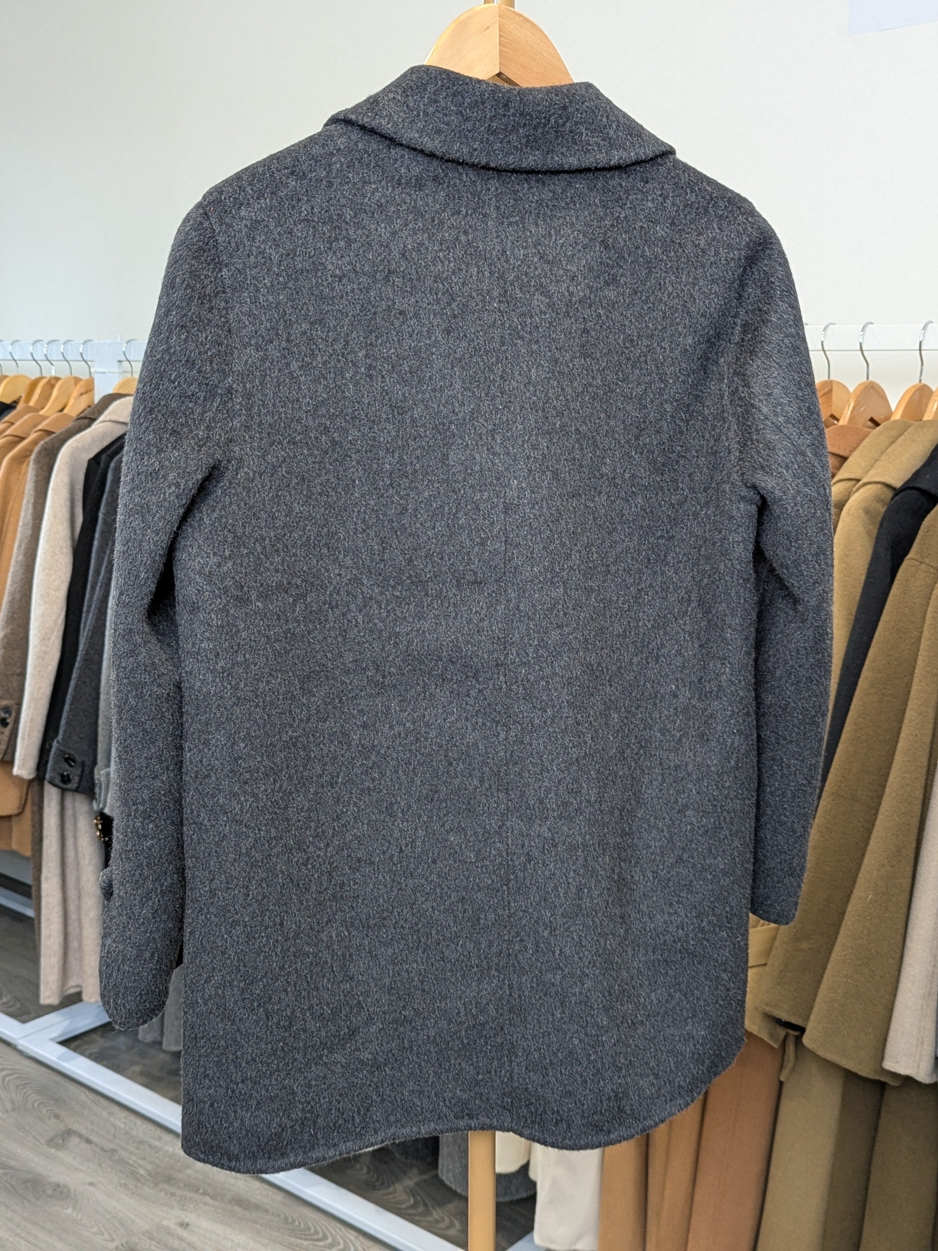 033 100% Wool Coat Charcoal