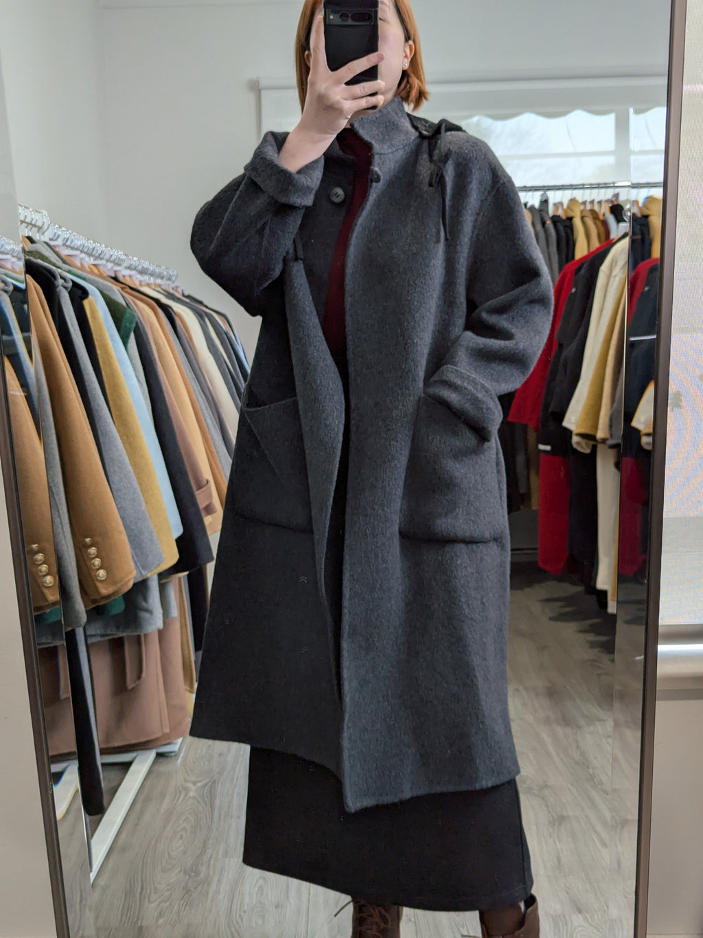 235 68% Wool Coat Dark Grey S 8-12