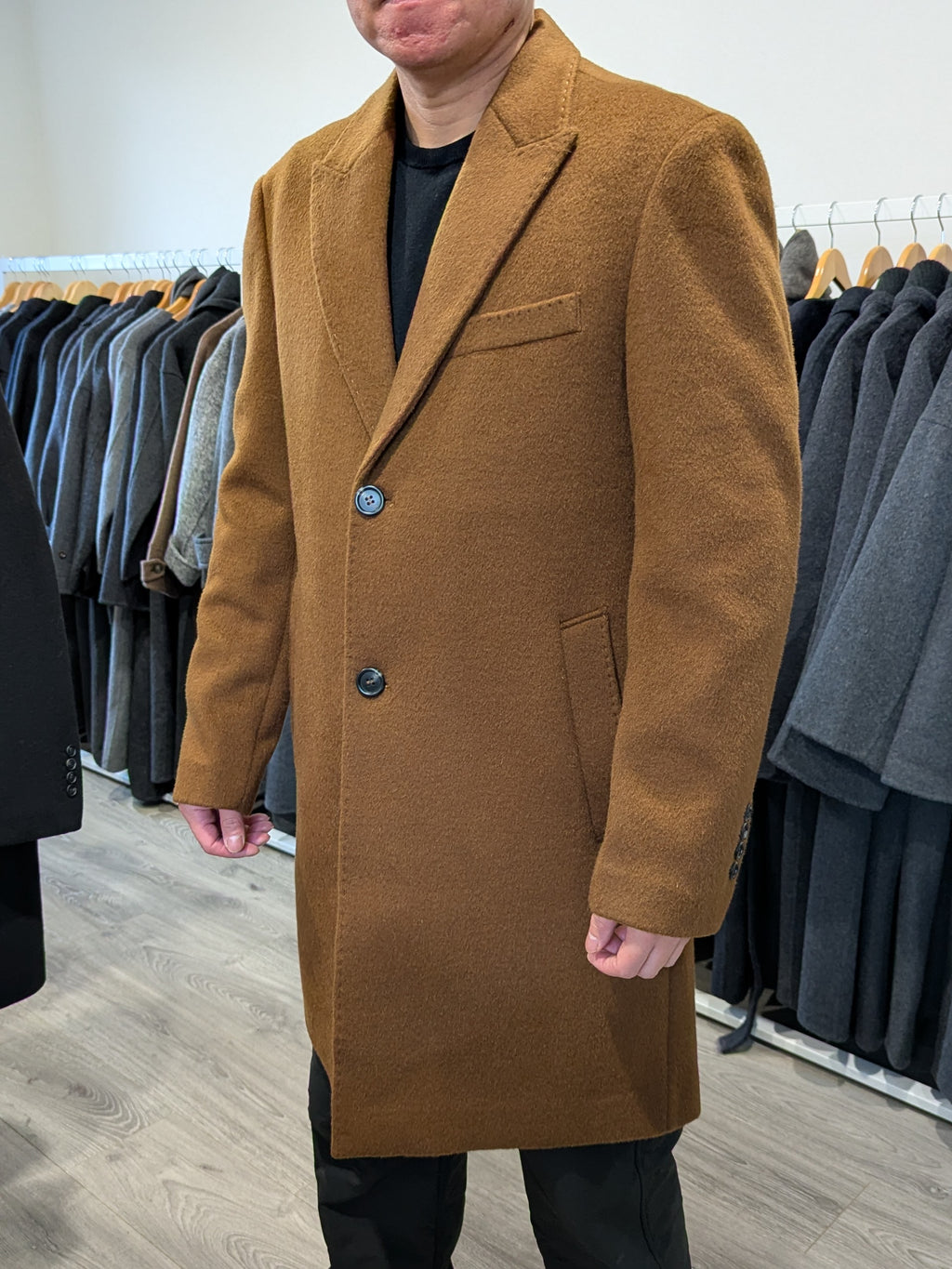 022 Men's 100% Wool Coats Black Brown