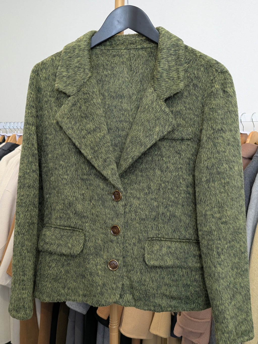 060 100% Wool Coat Green S 6-8