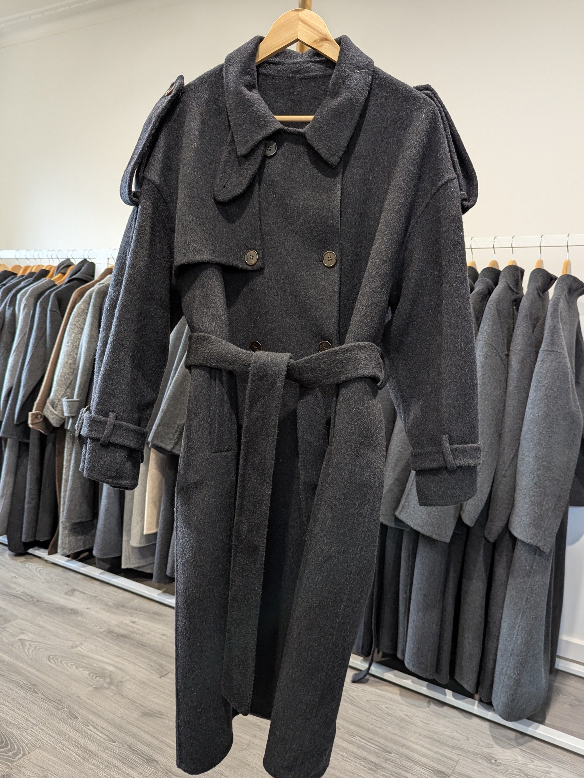 150 70% Wool Coat Charcoal S 10-14