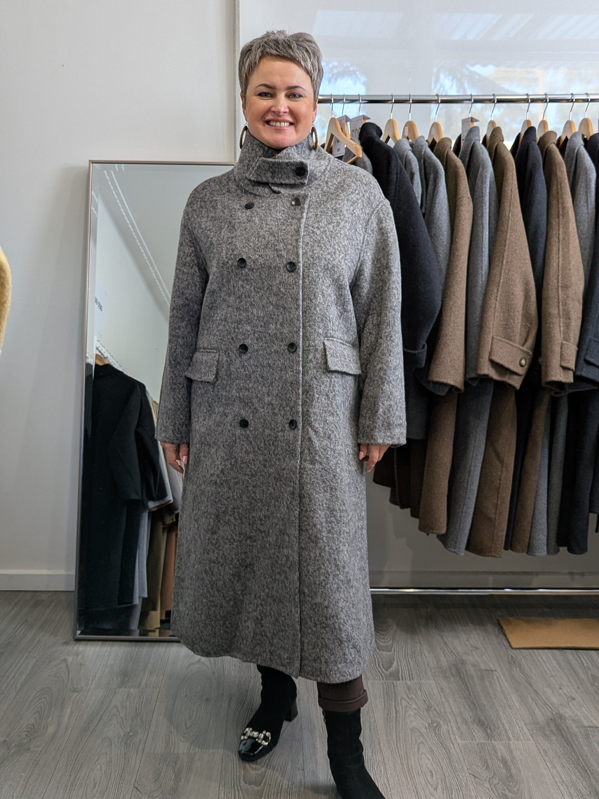 192 65% Wool Coat Grey M 14-16