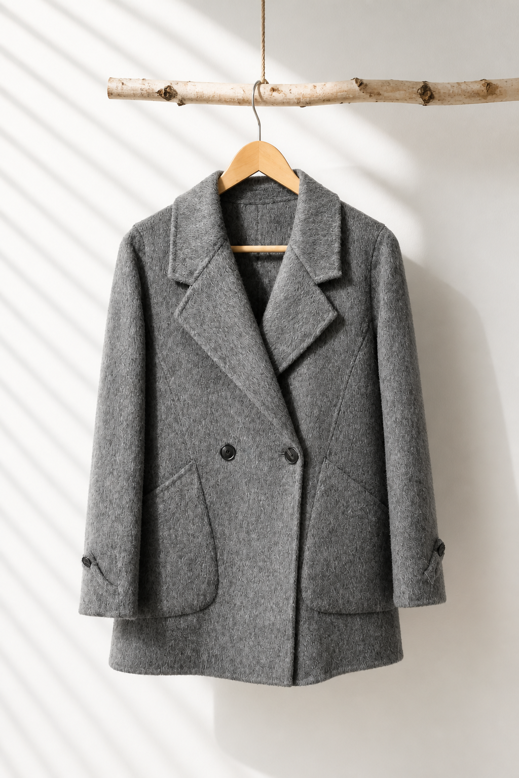 033 100% Wool Coat Grey S 6-8 M 10-12