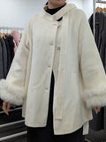 100% Pure Wool Coat with Fur trims Warehouse Try-On Welcome 240 Size M 10-12